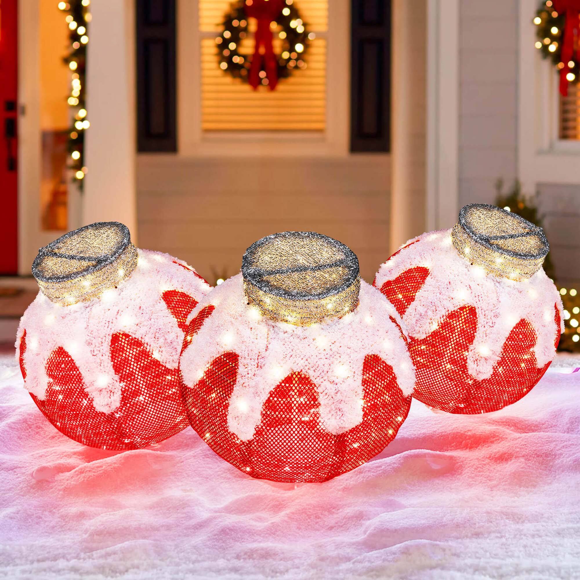 Alt View 4. Costway - Costway Outdoor Christmas Lantern, Pop-Up Lighted Festive Ball with  80 LED Lights - Red.