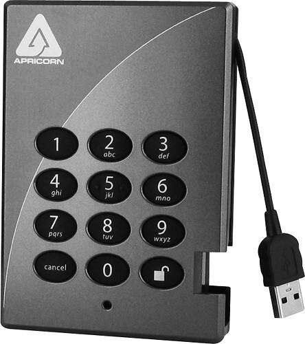 Front Standard. Apricorn - 500 GB External Hard Drive - Gray.