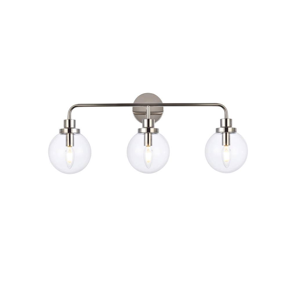 Alt View 3. Living District - Hanson 3 lights bath sconce in polished nickel with clear shade - Polished Nickel And Clear Shade.