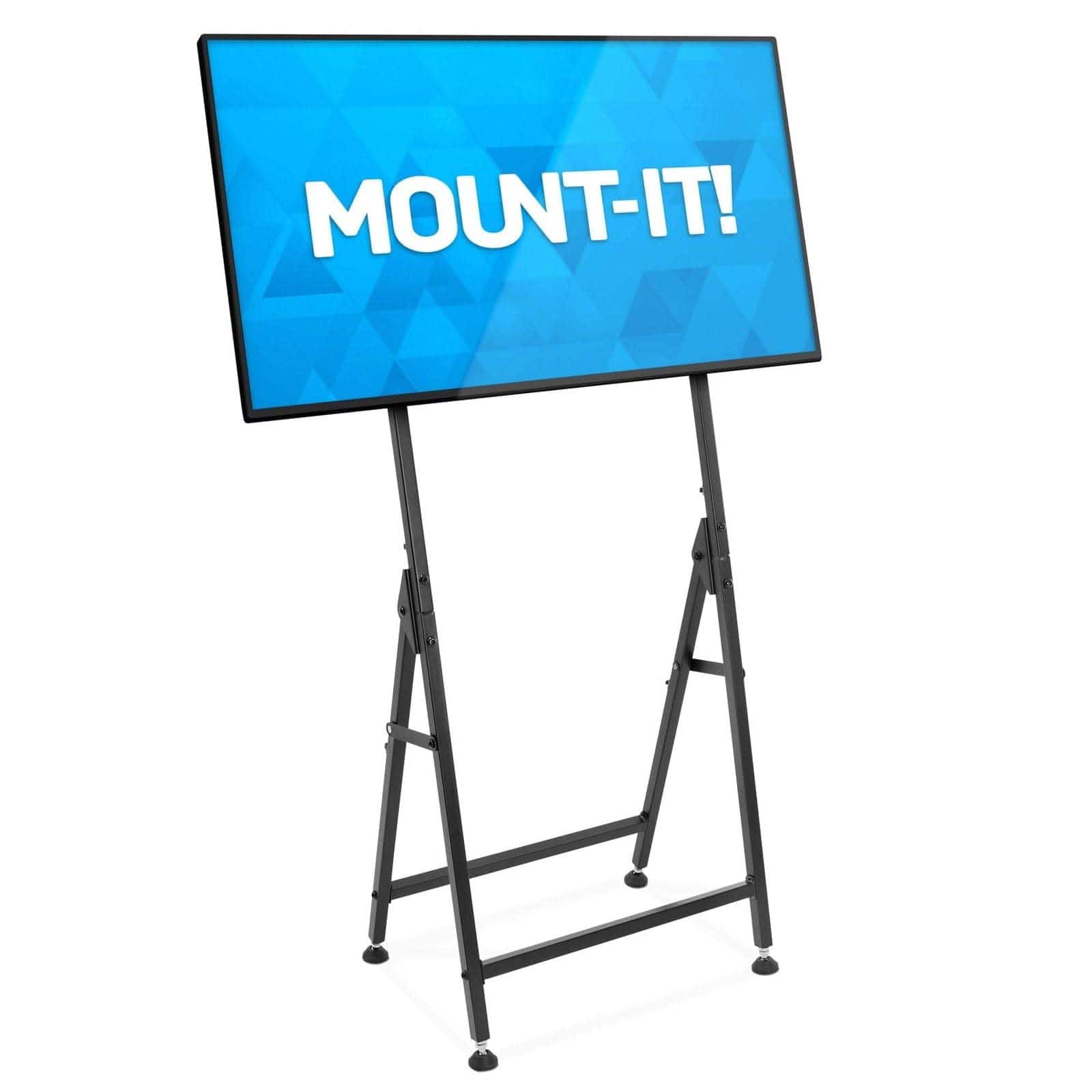 Mount-It! - Portable TV Display Stand for 32″ – 55″ Screens with Adjustable Brackets & Stable Steel Base - Black