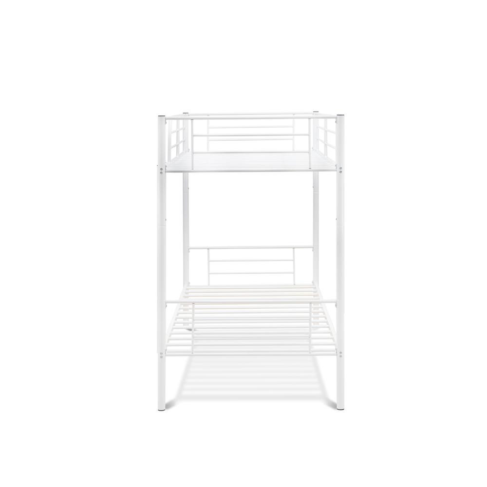 Angle. East West Furniture - Twin Bunk Bed in powder coating white color - White.