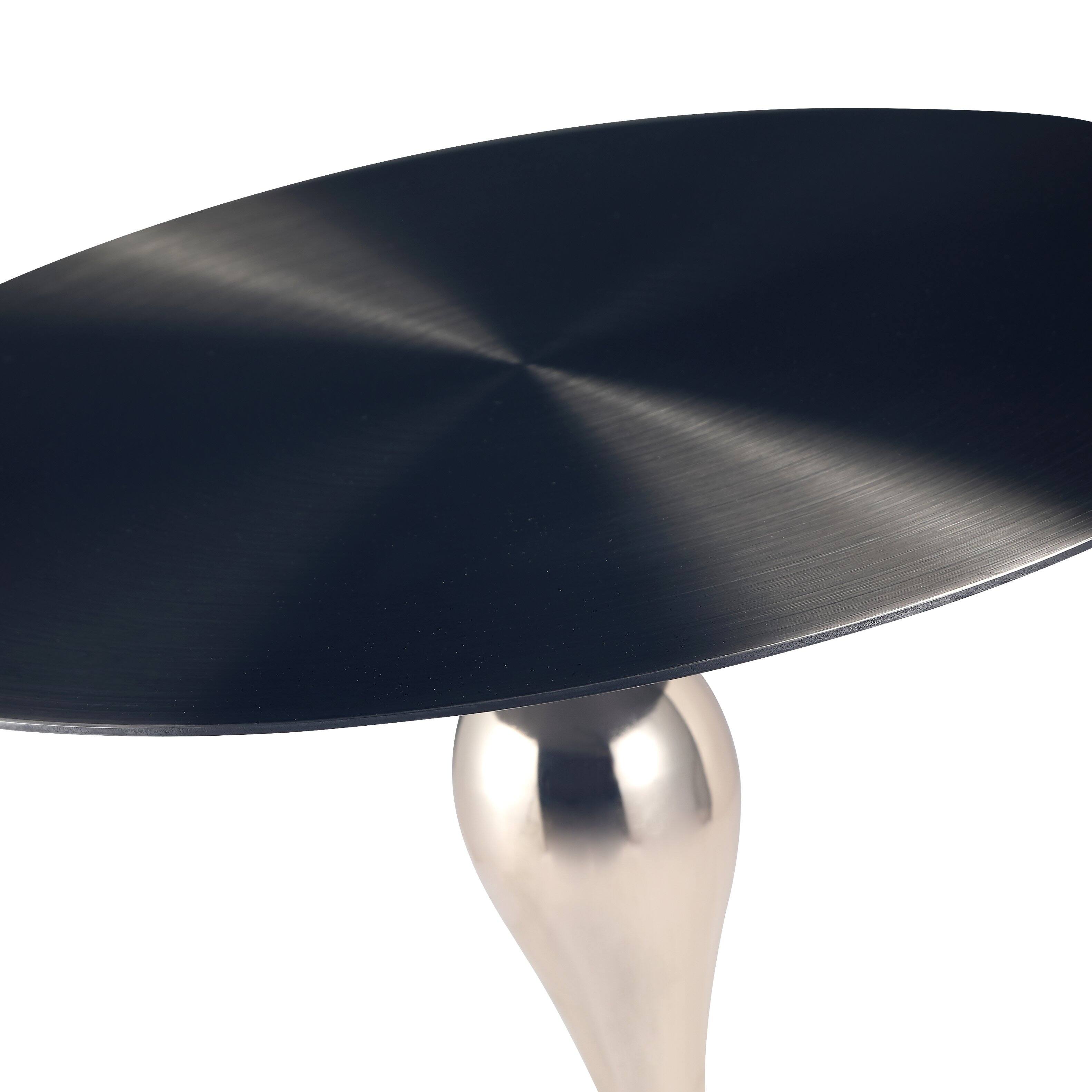 Alt View 7. LeisureMod - Savoy Black Circular Top End Table with Powder Coated Finish for Living Room/Offices - Grey.