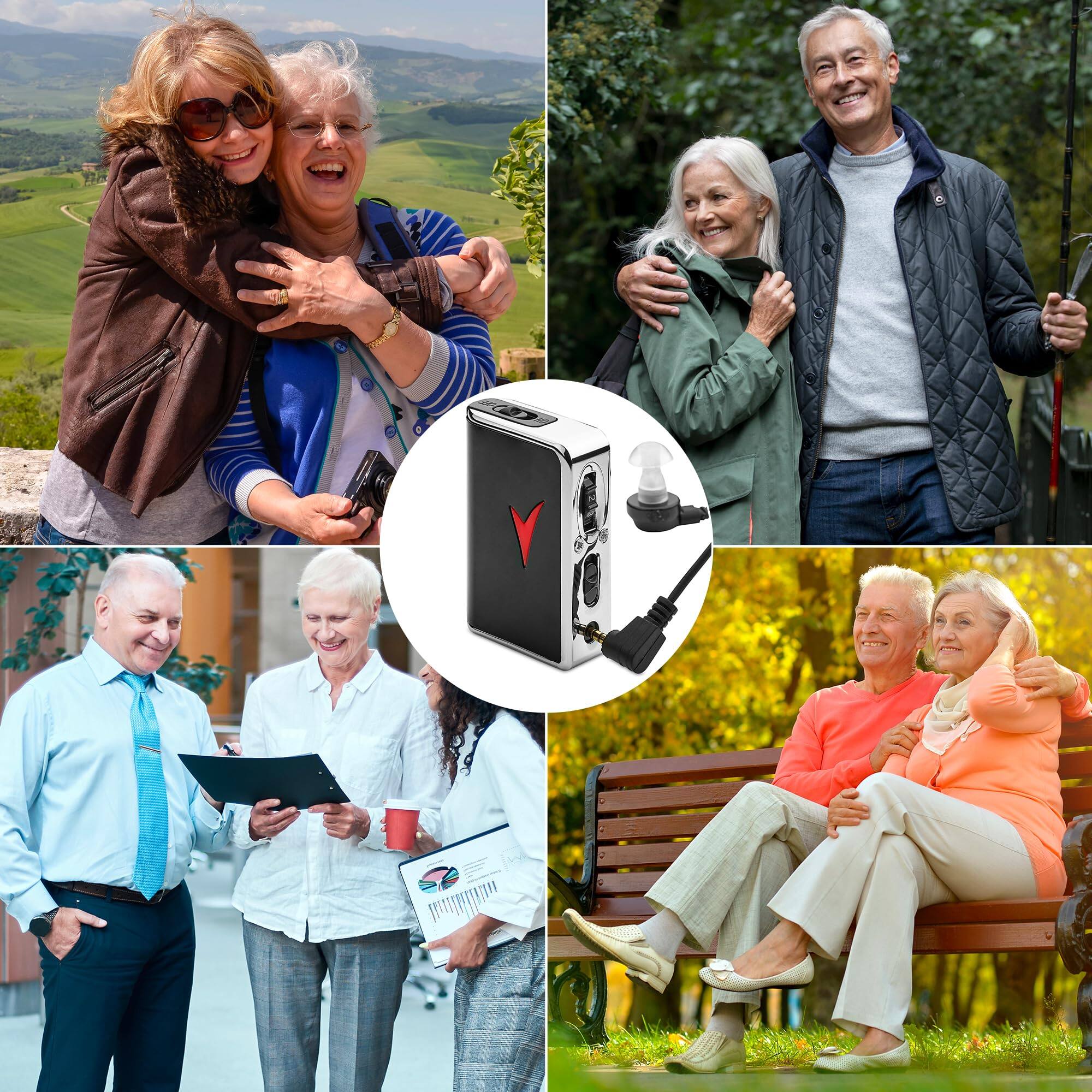 Alt View 5. MEDca - Personal Sound Amplifier - Hearing Aids for Seniors, Audio Hearing Amplifier Device and Voice Enhancer Device - Black.