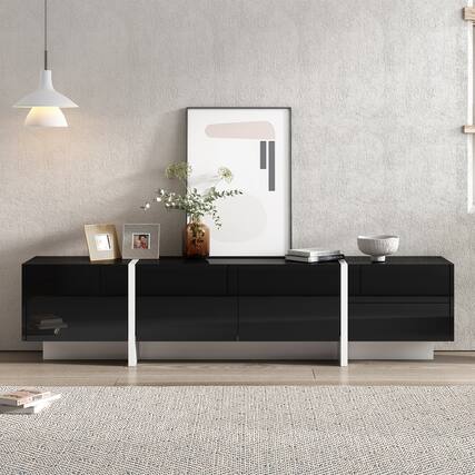 Front. Dexmalle - Dexmalle Contemporary Rectangle Design TV Stand - Black.