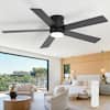 Front. Breezary - 42"/52" Flush Mount Low Profile Ceiling Fan with LED Light, 5 Blades, DC Motor, Remote Control and Timer, for Indoor Use - Black-52 in.