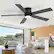 Front. Breezary - 42"/52" Flush Mount Low Profile Ceiling Fan with LED Light, 5 Blades, DC Motor, Remote Control and Timer, for Indoor Use - Black-52 in.