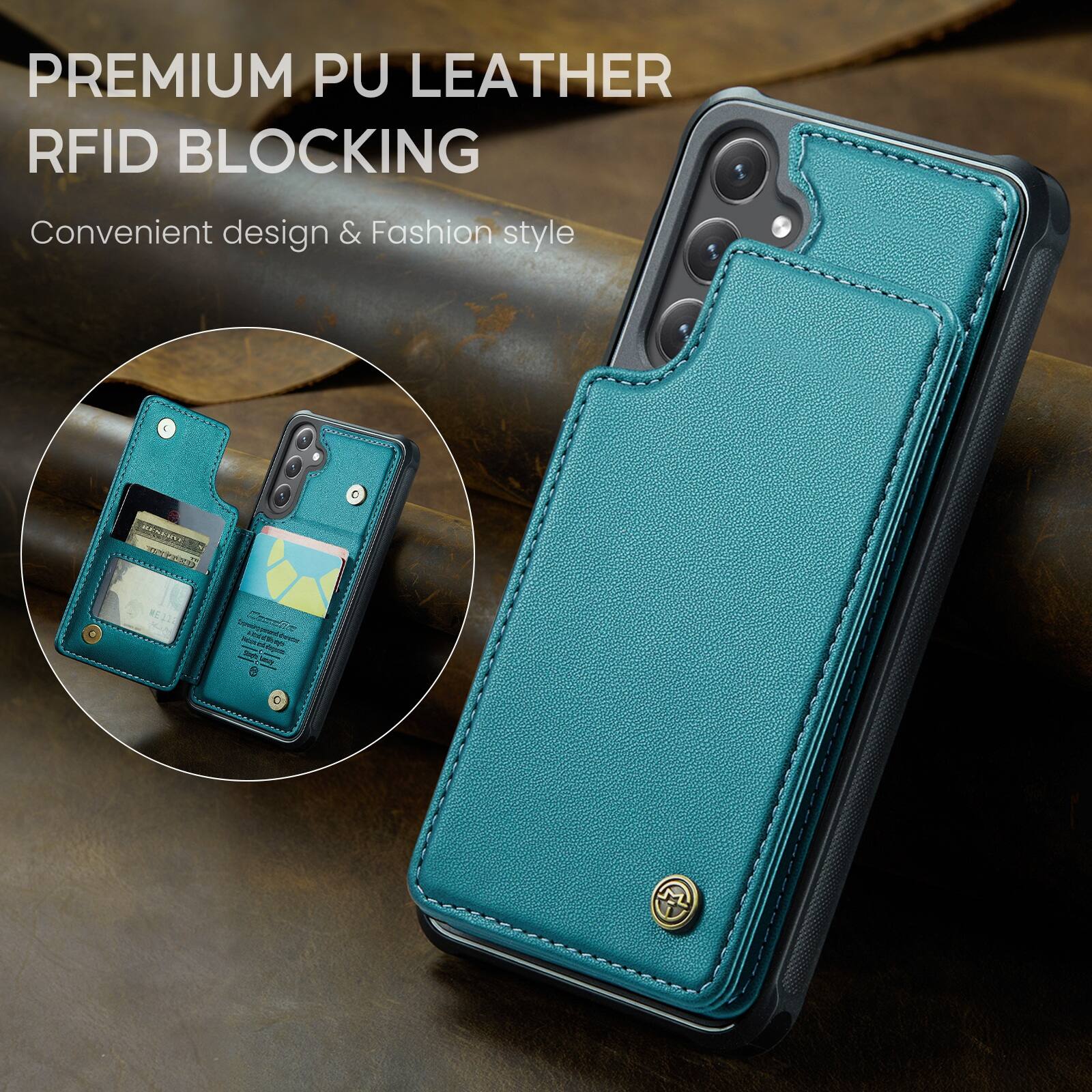 PREMIUM PU LEATHER RFID BLOCKING  
Convenient design & Fashion style