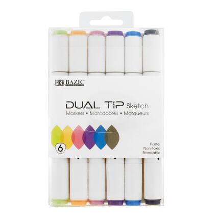 83 BAZIC DUAL TIP Sketch Markers
Marcadores Marqueurs
6 Pastel Non-Toxic Blendable