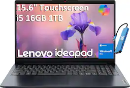 Lenovo - IdeaPad 15.6" FHD Touchscreen Laptop - Intel Core i5 with 16GB Memory - 1TB SSD - Windows 11 Pro - Abyss Blue