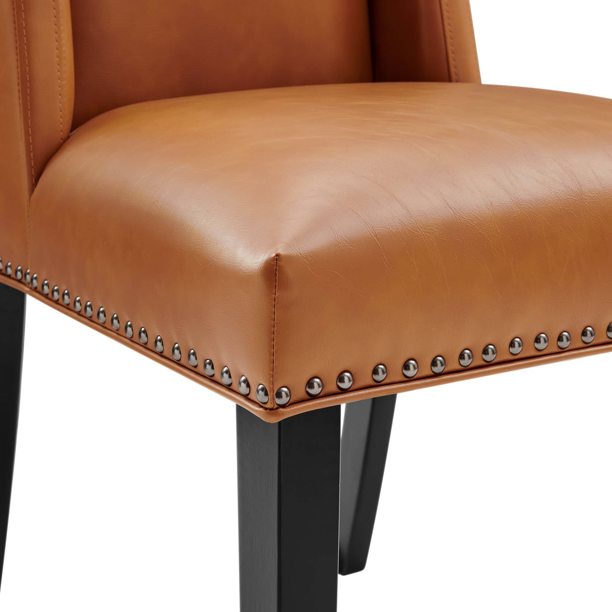 Left. Modway - Baron Vegan Leather Dining Chair by Modway - Brown.