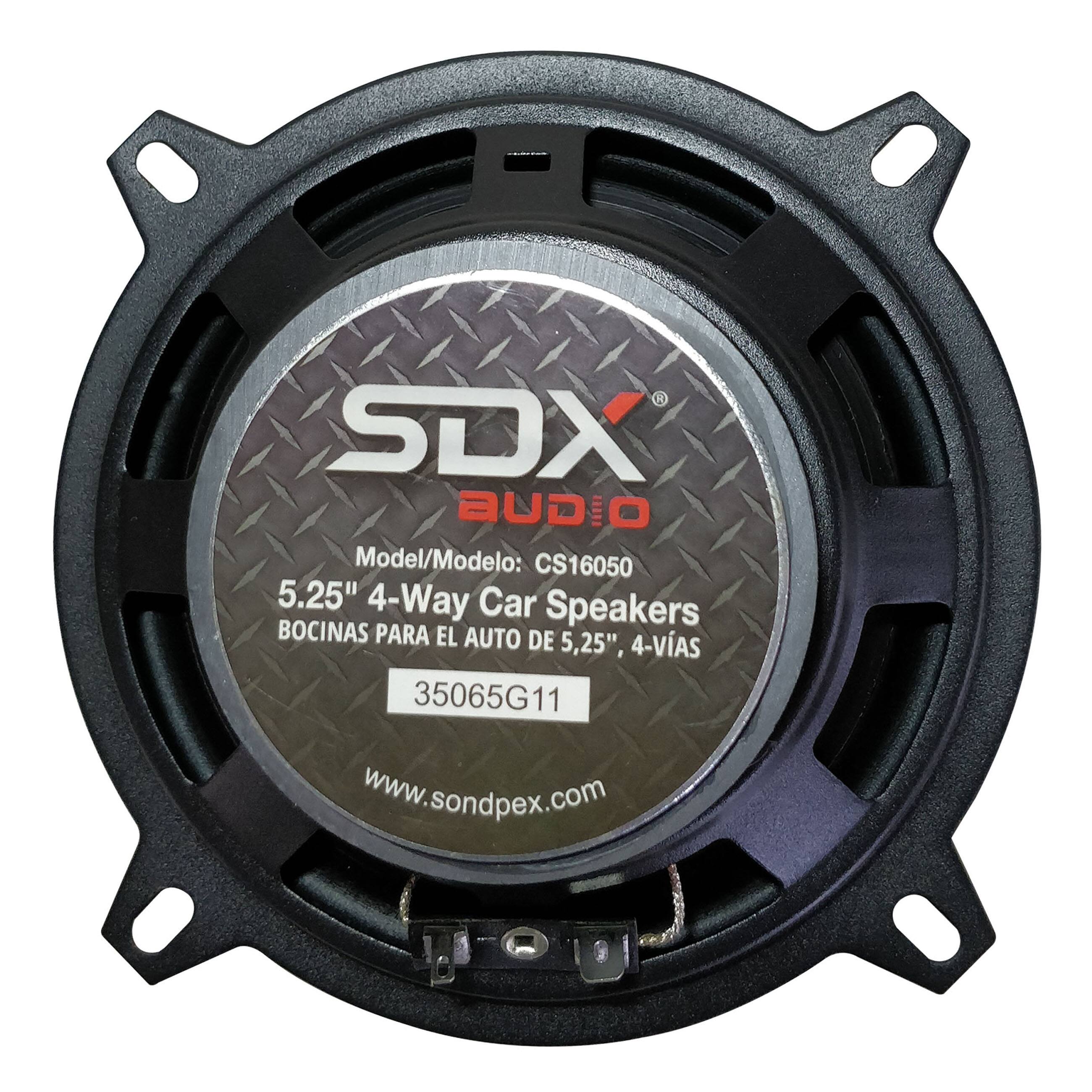 SDX AUDIO  
Model/Modelo: CS16050  
5.25" 4-Way Car Speakers  
BOCINAS PARA EL AUTO DE 5,25", 4-VÍAS  
35065G11  
www.sondpex.com