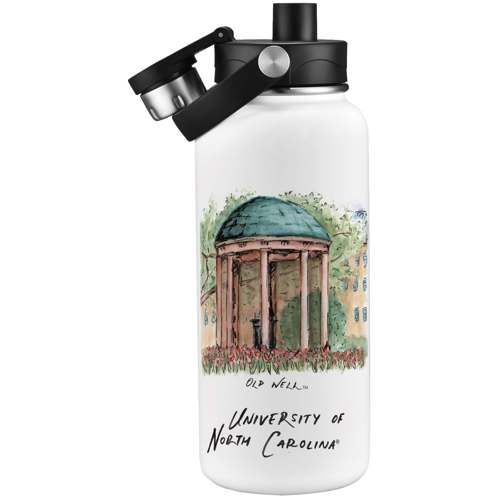 Indigo Falls - North Carolina Tar Heels Laura Wilcox Watercolors 34oz. Water Bottle - Multicolor