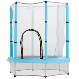 HONGGE - Kids Indoor Trampoline 55 Inch with Enclosure Springless Elastic Design for Ages Three to Six