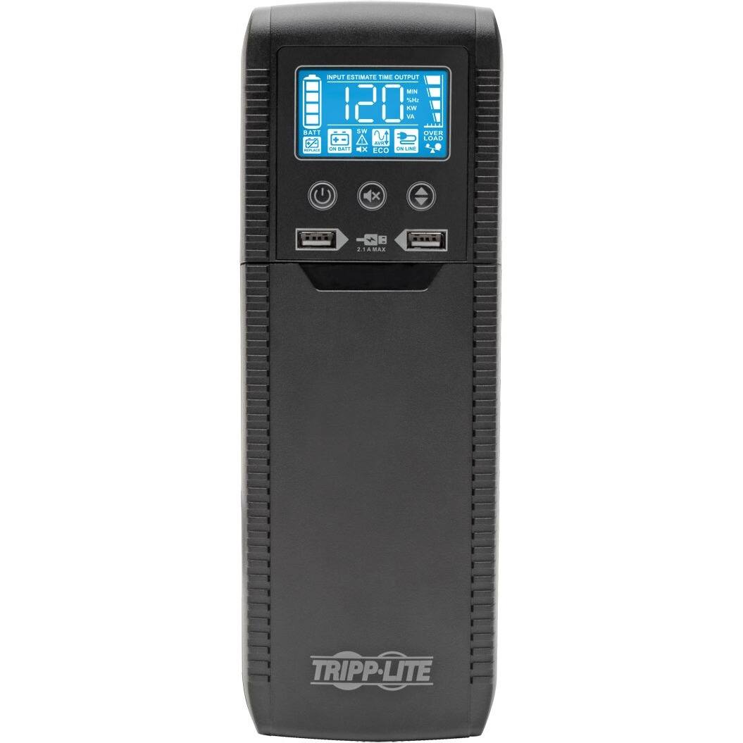 INPUT ESTIMATE  
120 W  
BATT  
SW  
4X  
OUTPUT  
TIME  
00  
MIN:  
KW:  
VA:  
OVER  
ON LINE  
ECO  
TRIPP-LITE