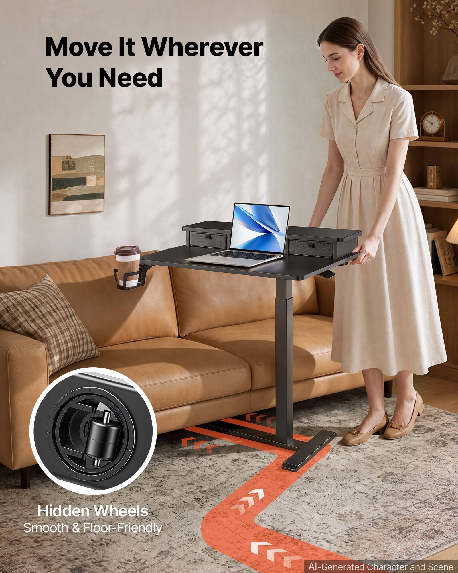 Move It Wherever You Need

Hidden Wheels Smooth & Floor-Friendly

AI-Generated Character and Scene