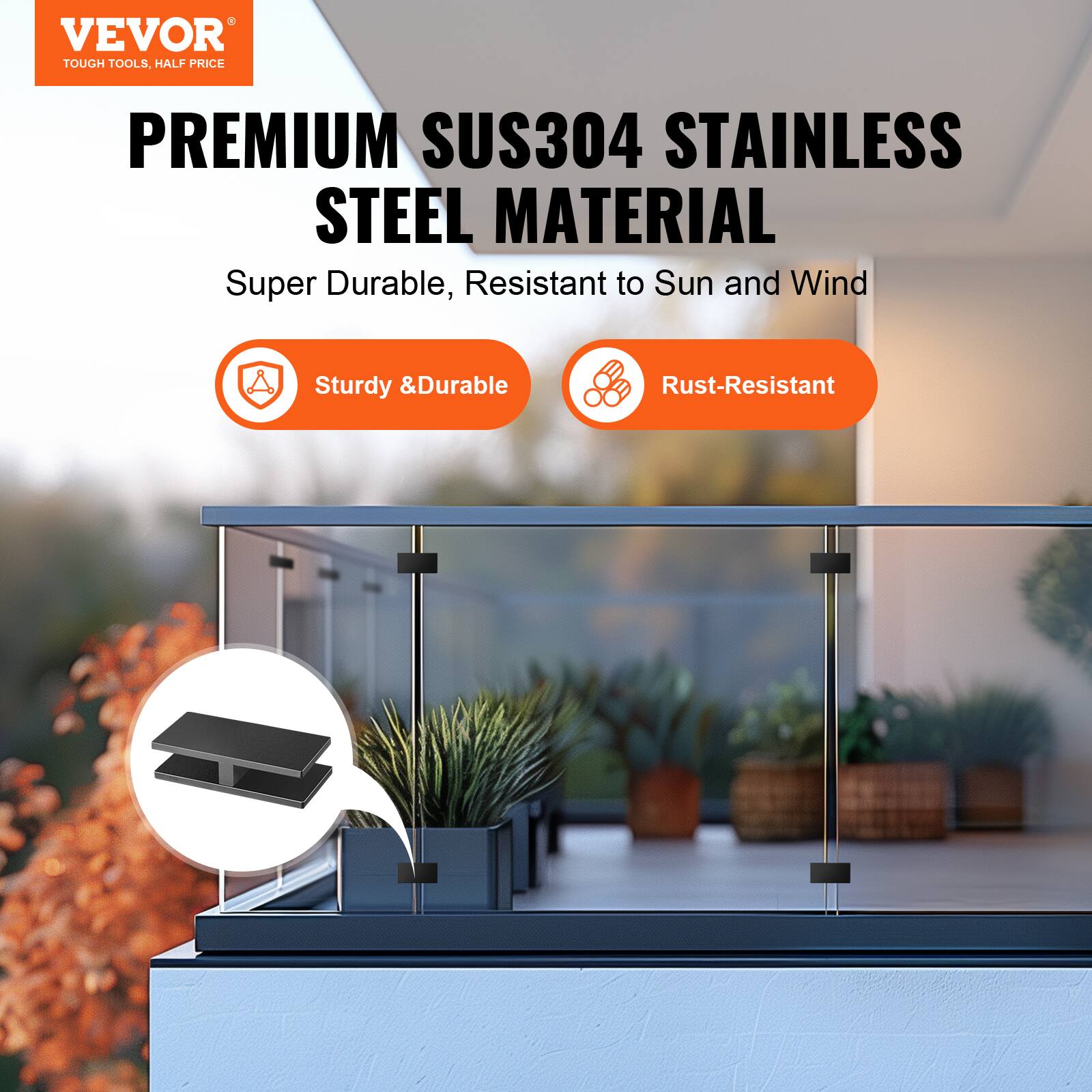 VEVOR TOUGH TOOLS. HALF PRICE PREMIUM SUS304 STAINLESS STEEL MATERIAL Super Durable, Resistant to Sun and Wind Sturdy & Durable Rust-Resistant