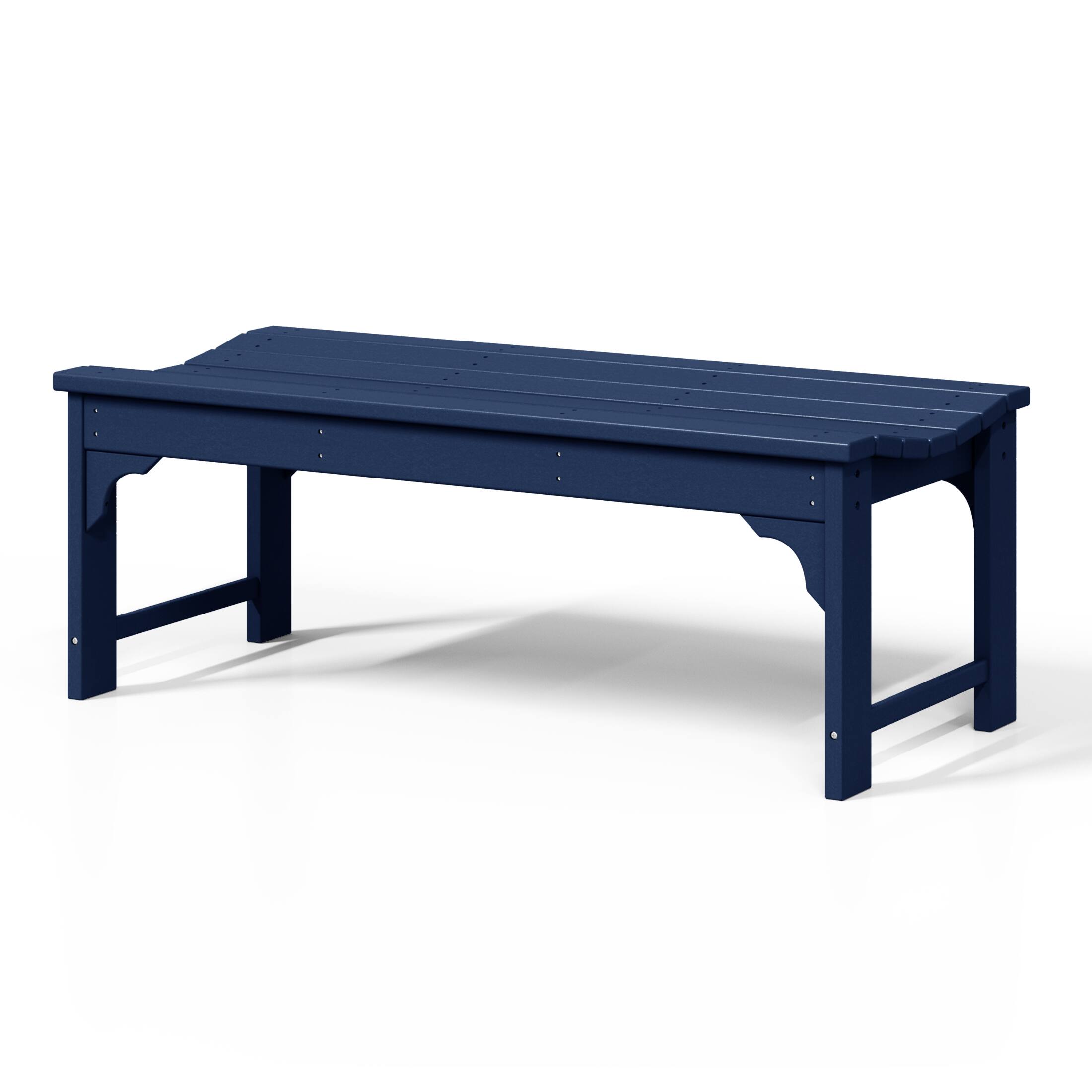 Back. WestinTrends - WestinTrends Malibu 48" length backless Poly Wood Outdoor / Garden bench - Navy Blue.