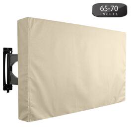 KHOMO GEAR - Outdoor TV Cover 65" x 70" – Weatherproof Protector for Flat Screen TVs - Beige