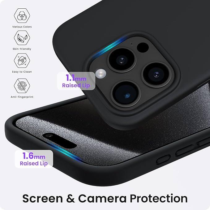 Various Colors, Skin-friendly, Easy to Clean, 1.1mm Raised Lip, Anti-fingerprint, 1.6mm Raised Lip, Screen & Camera Protection