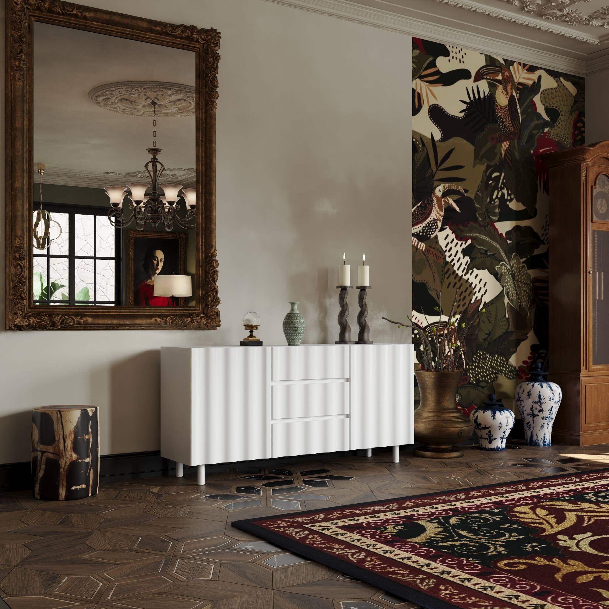 Alt View 7. Famapy - European - Style Sideboard: Stylish Storage with Anti - Tipping Safety - White.