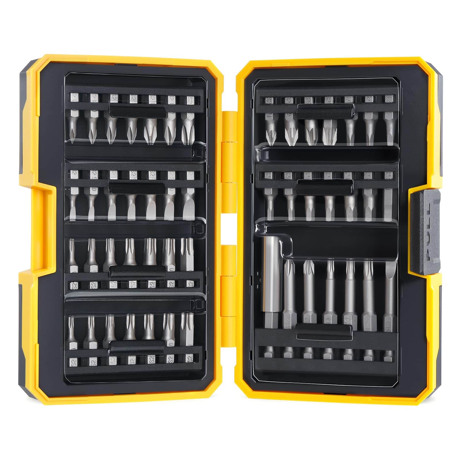 JETRANSPORT - 49pcs S2 Steel Bit Set Magnetic Driver Includes Tamper Proof Security Torx Sq Hex Pz Sl Ph With 1 4 Drill - Default