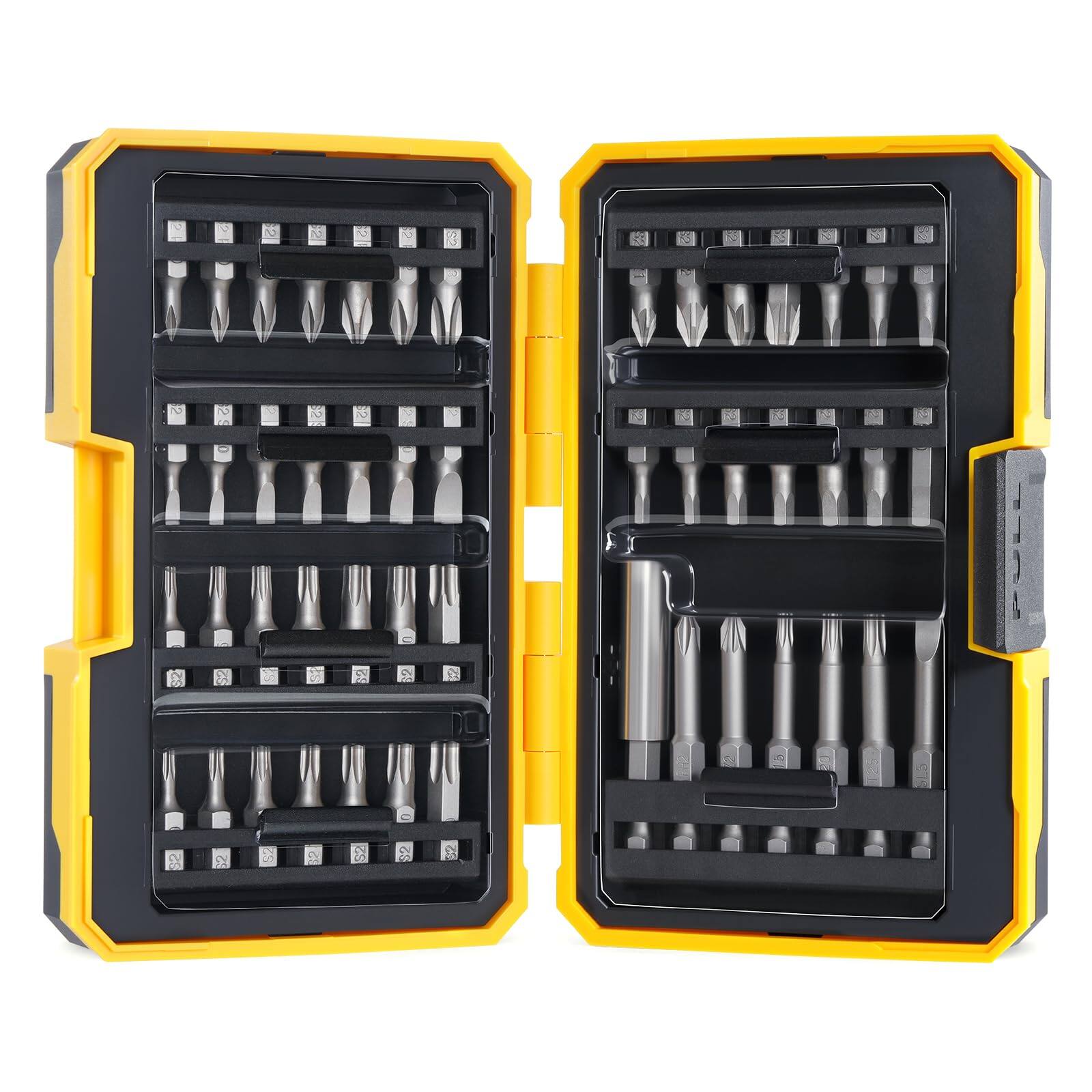 Front. JETRANSPORT - 49pcs S2 Steel Bit Set Magnetic Driver Includes Tamper Proof Security Torx Sq Hex Pz Sl Ph With 1 4 Drill - Default.