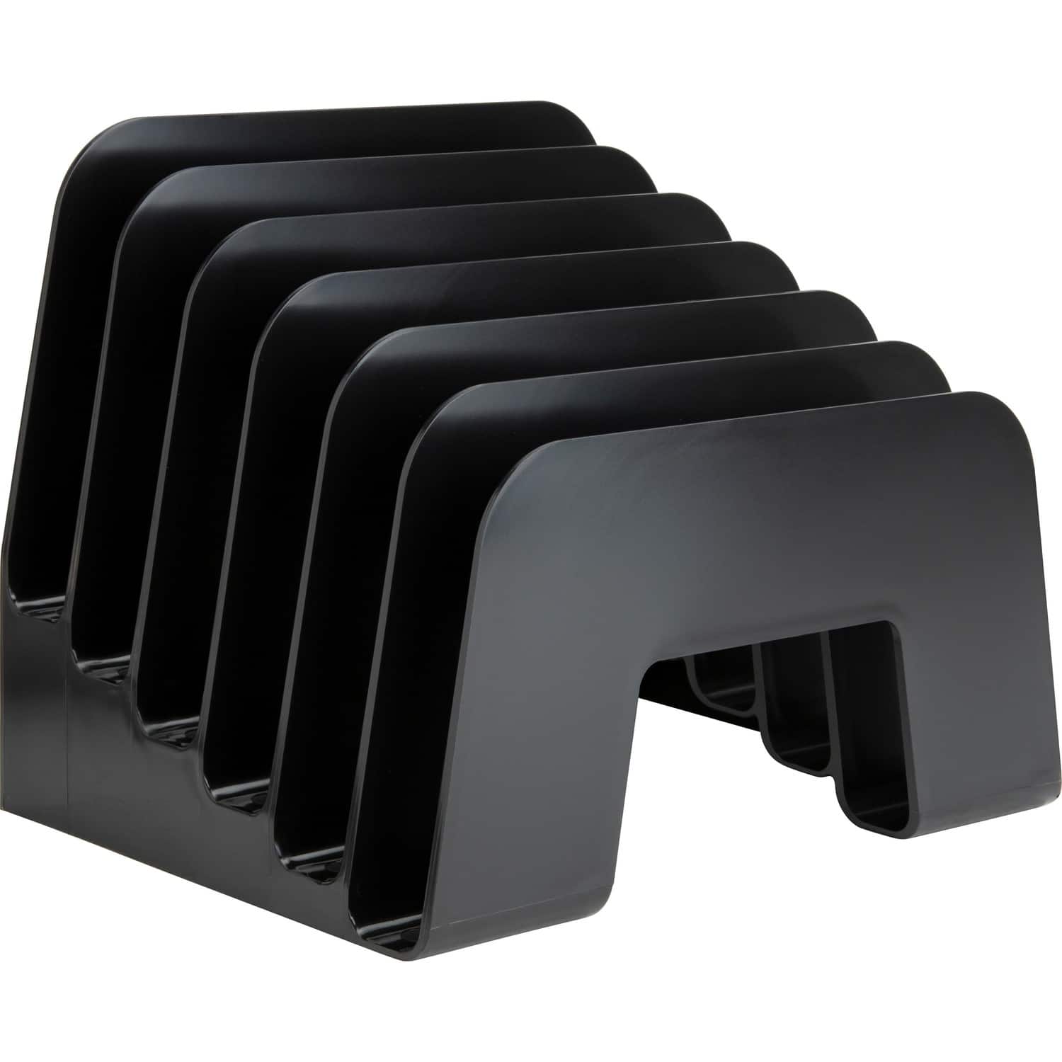 Business Source - 6 slot Inclined Desk Step Sorter 6 Compartment 6.50" x 8" x 7.75" Desktop 25Percent Recycled - Black