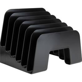Business Source - 6 slot Inclined Desk Step Sorter 6 Compartment 6.50" x 8" x 7.75" Desktop 25Percent Recycled - Black