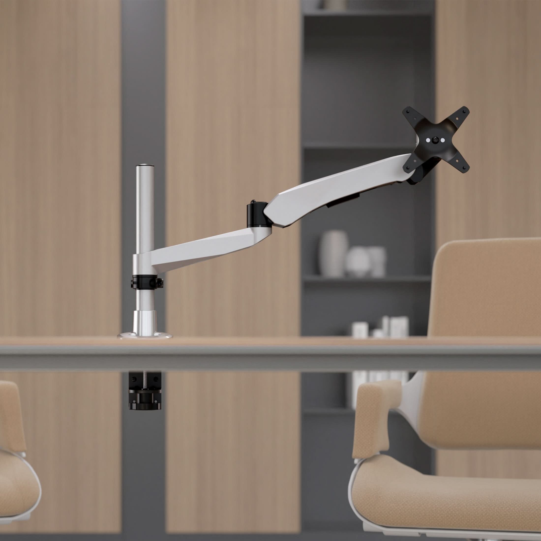 Alt View 6. Mount-It! - CLiX Series Spring Arm Dual-Segmented Single Monitor Mount – Full Motion Desk Arm for 17"-30" Displays, Silver - Silver.