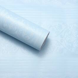 Unique Bargains - Vintage Floral Wallpaper, 23.6x197 Self-Adhesive Vinyl Waterproof Embossed Peel & Stick Contact for Bedroom/Bathroom - Embossed Pattern-Blue