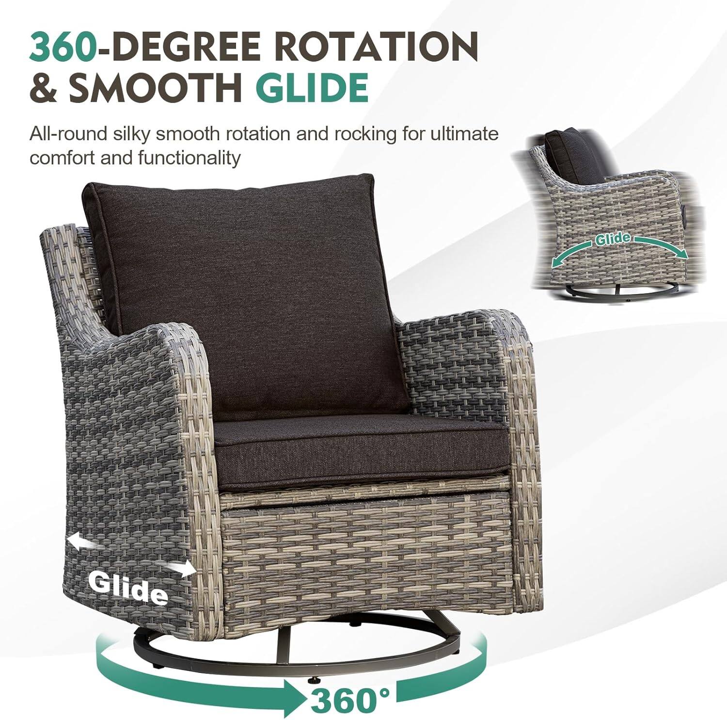 360-Degree Rotation & Smooth Glide

All-round silky smooth rotation and rocking for ultimate comfort and functionality