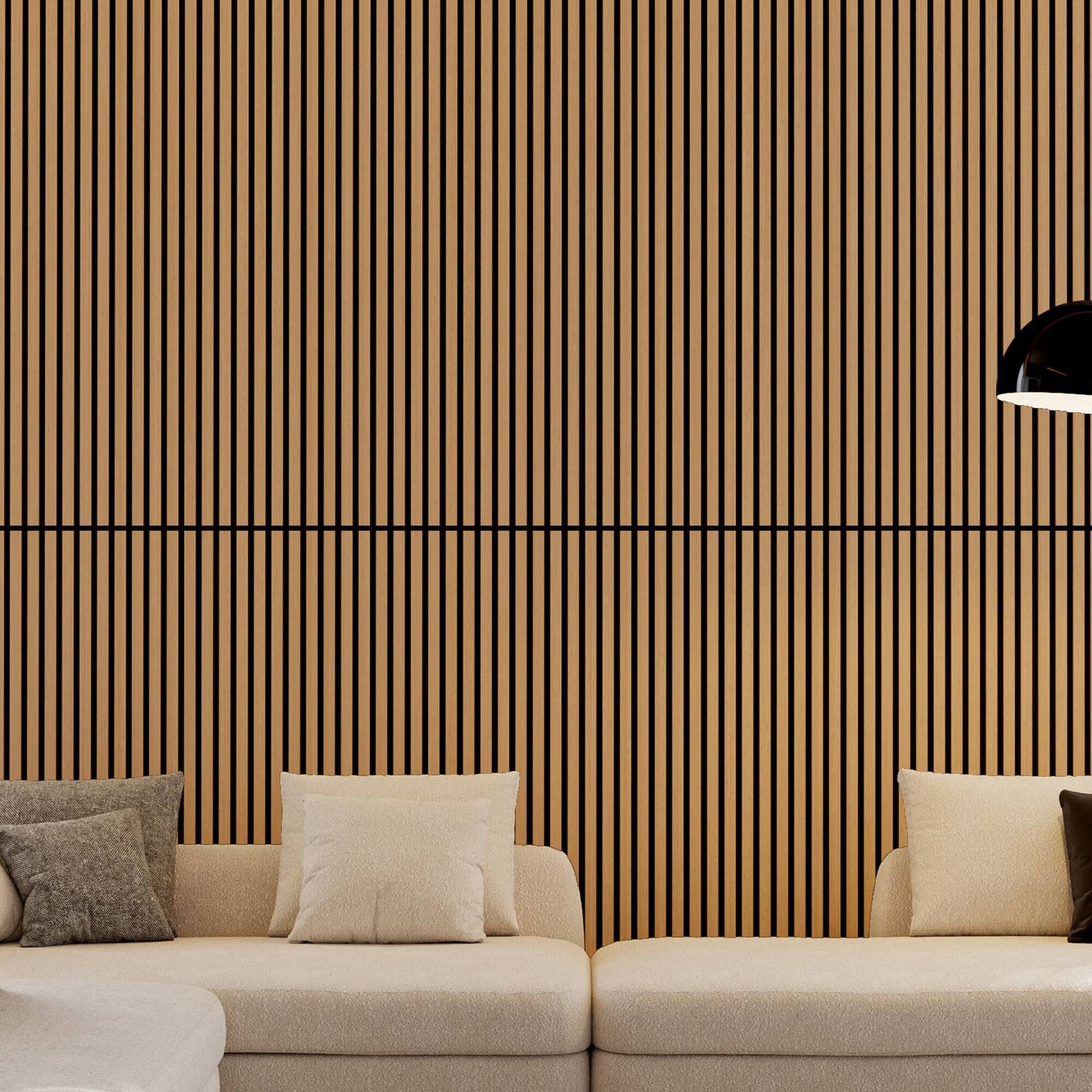 Alt View 2. Boyel Living - 4-Pack 23.62-in x 45.27-in Natural 3D Fluted Acoustic Slat Wall Panel - Natural.