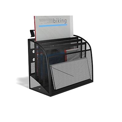 Front. TRU RED - 4-Pocket Mesh Letter Wall File - Black.