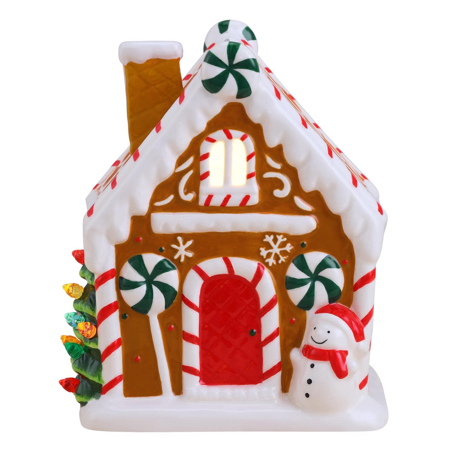 Mr. Christmas - LED Brown Ceramic Gingerbread House Christmas Village 7 in. (Case of 4) - Brown|Multicolored