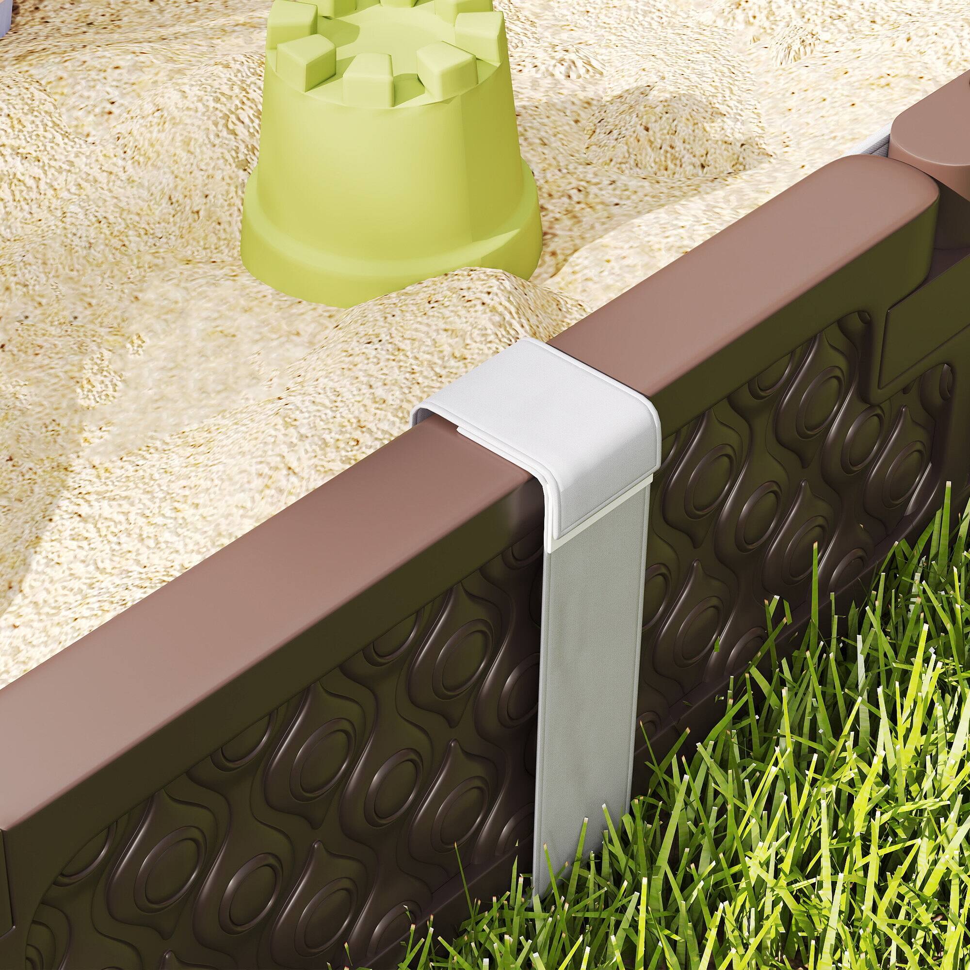 Alt View 7. Qaba - Sandbox with Cover, 4 Corner Seats, Bottom Liner for Backyard, Garden, Outdoor, 47" x 47" x 9".