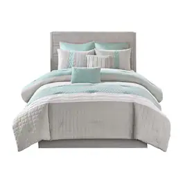 Gracie Mills - Bryon 8-Piece Comforter Set - Seafoam/Grey