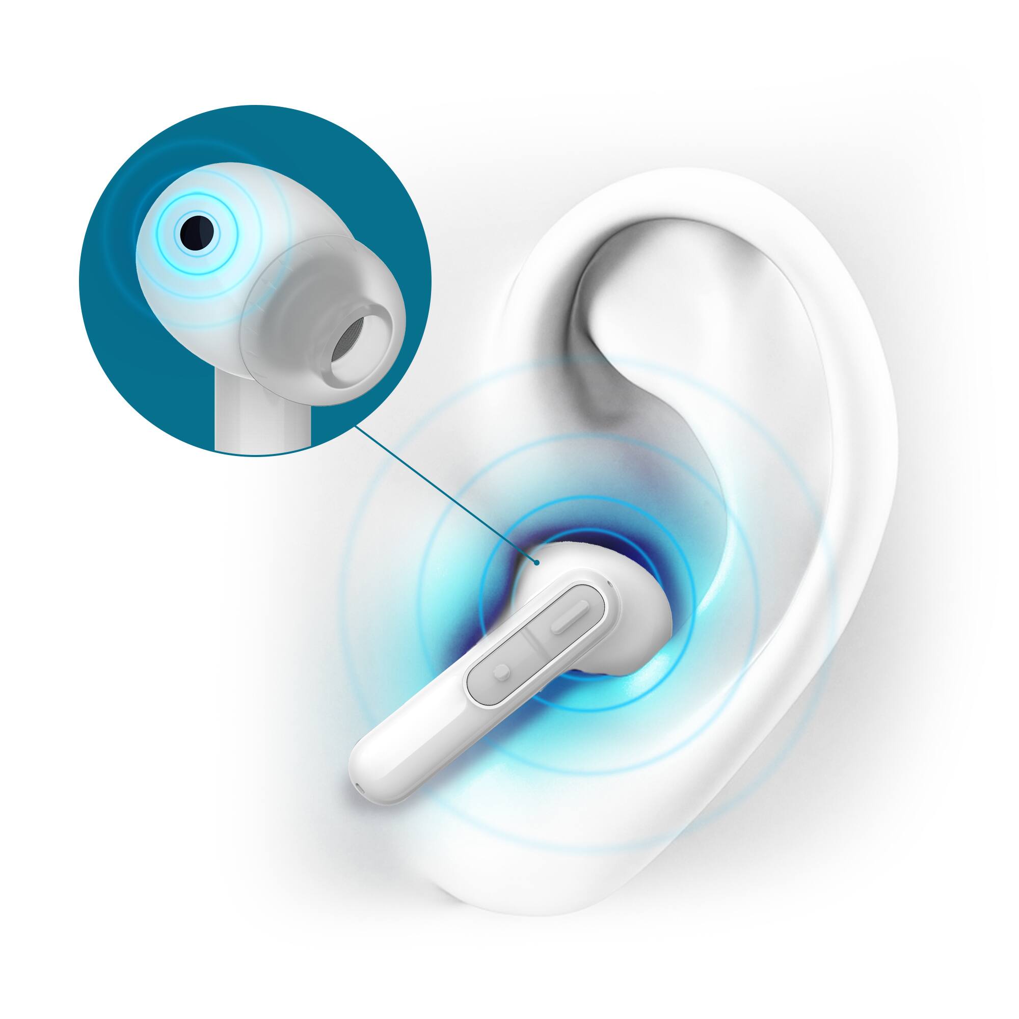 Alt View 17. LINNER - Nova Lite Bluetooth Hearing Aids with Noise Canceling and Volume Control - White.