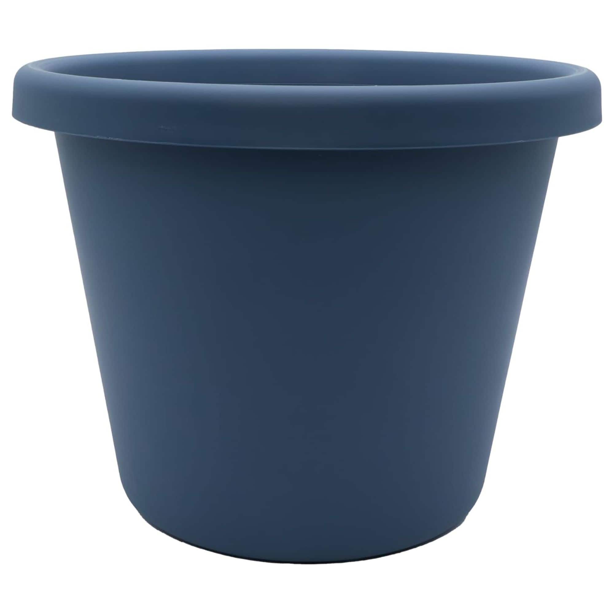 The HC Companies - 14 Inch Round Classic Planter, Plastic Plant Pot, Slate Blue