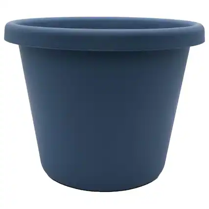Front. The HC Companies - The HC Companies 17 Inch Round Classic Planter, Plastic Plant Pot, Slate Blue.