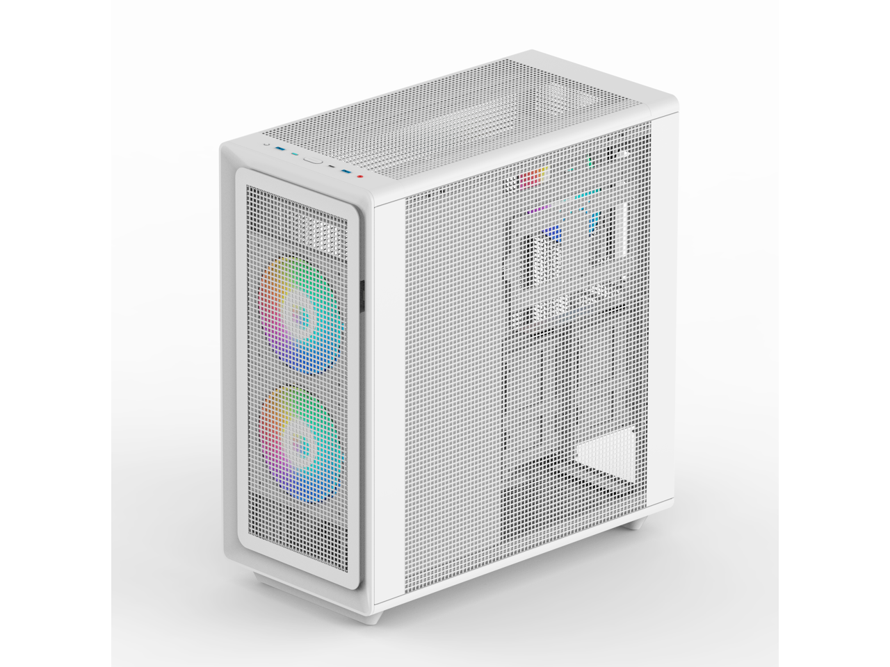 Alt View 2. Rosewill - Rosewill Helium Air Mid Tower E-ATX Case, Mesh, Tool-less, High-Airflow, USB 3.1, 3x PWM ARGB Fans, White - White.