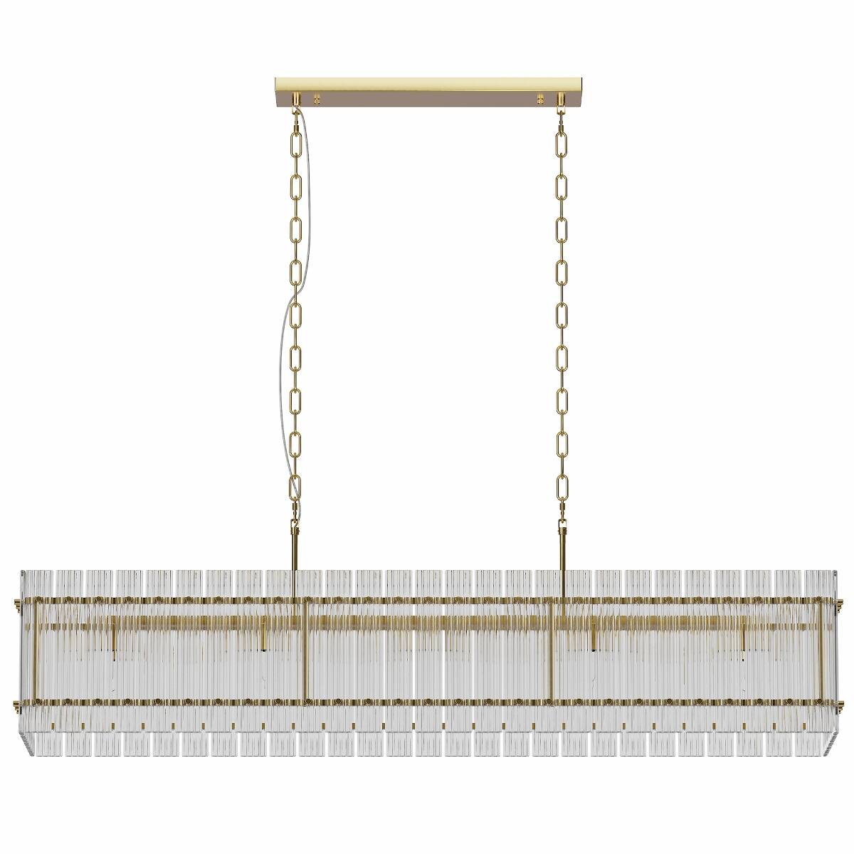 Alt View 5. Loheer - Loheer Modern Gold Rectangular Chandelier Crystal Glass Pendant Light with Ten LED Lights for Dining Room.