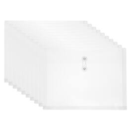 Unique Bargains - 10pcs Plastic Envelopes with Button String Tie Closure, A4 Size File Document Folders for Home Work Office Organization - Clear