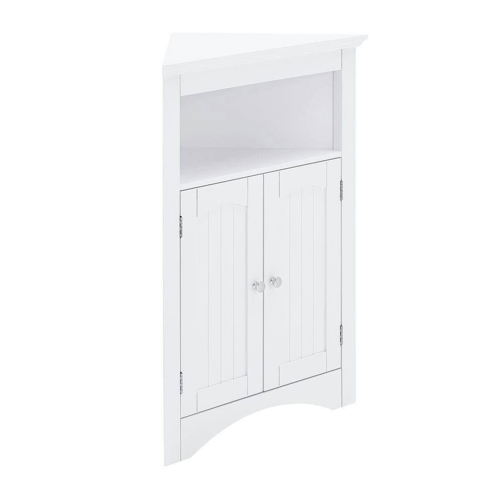 Alt View 2. Kadyn - Corner cabinet with Doors and Shelves, Free Standing Storage Cabinet for Kitchen, Living Room, Bathroom, White - White.