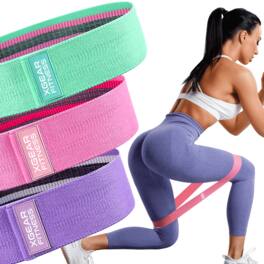 XGear Fitness - Set of 3 Womens Butt and Hip Exercise Bands - Multicolor
