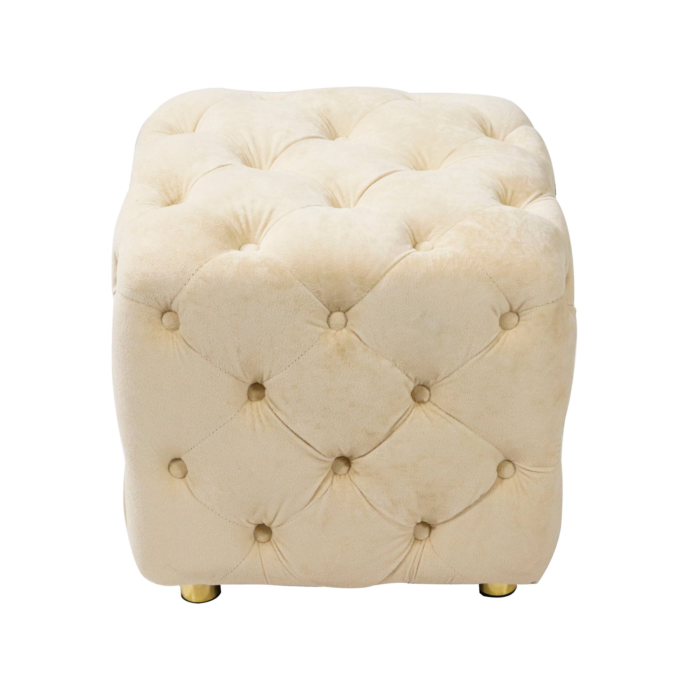 Alt View 8. GOODSILO - Modern Velvet Upholstered Ottoman with Storage, Versatile Foot Stool and End Table for Living Room and Bedroom - Beige.