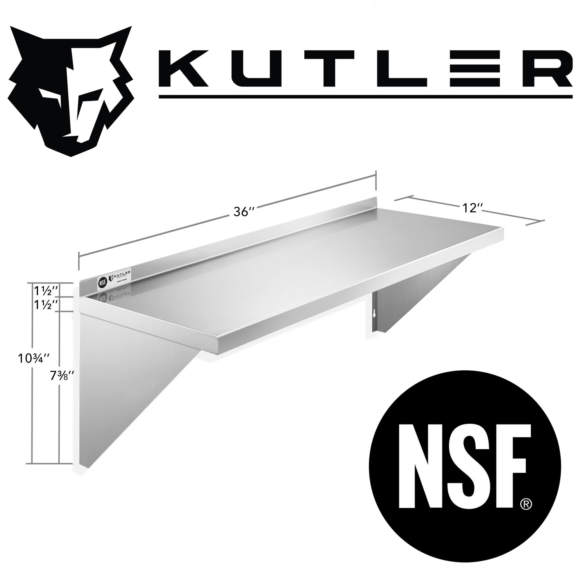 KUTLER  
36" 12" 11/2" 11/2" 103/4" 73/8" NSF