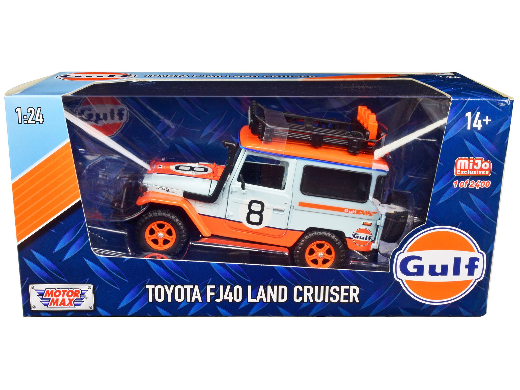 Toyota FJ40 Land Cruiser #8 "Gulf Oil"  White Limited Edition to 2,400 pieces Worldwide 1/24 Diecast Car by Motormax
