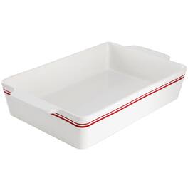 Sur La Table - Le Marais 13 Inch Stoneware Rectangular Baker - White and Brick