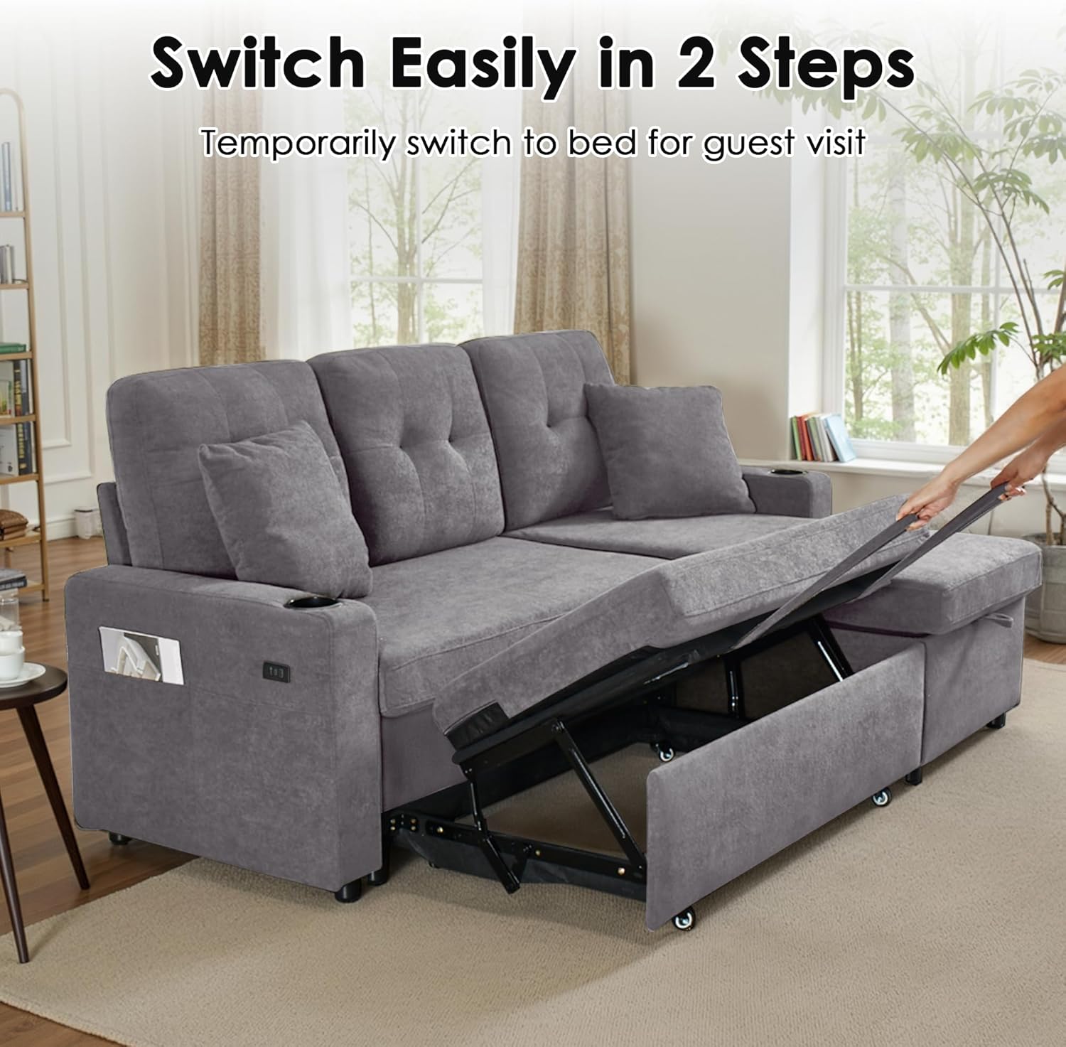 Switch Easily in 2 Steps  
Temporarily switch to bed for guest visit