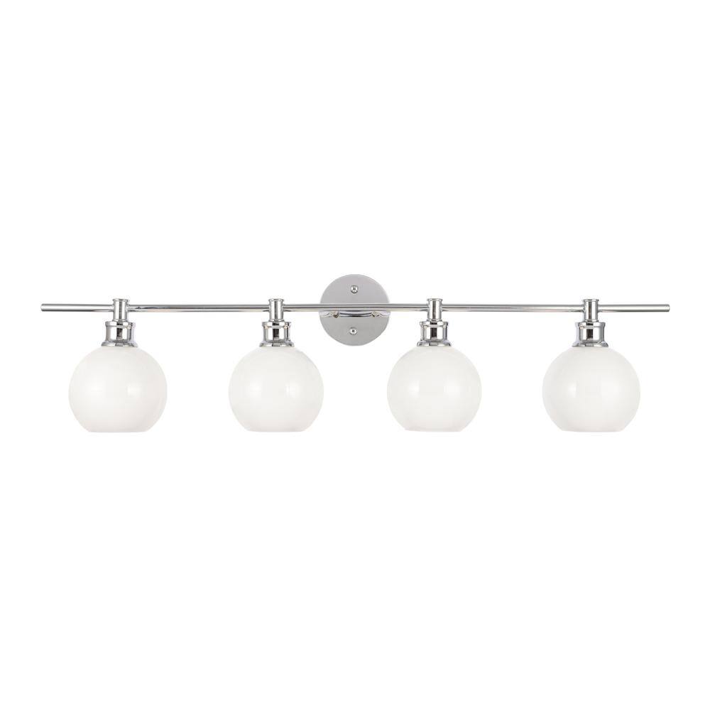 Alt View 1. Living District - Collier 4 light Chrome and Frosted white glass Wall sconce - Chrome And Frosted White Glass.